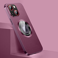 Funda Lujo Cuero Carcasa con Mag-Safe Magnetic QC1 para Apple iPhone 13 Rojo