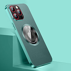 Funda Lujo Cuero Carcasa con Mag-Safe Magnetic QC1 para Apple iPhone 14 Pro Max Verde