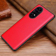 Funda Lujo Cuero Carcasa DL1 para Huawei P50 Pro Rojo