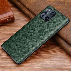 Funda Lujo Cuero Carcasa DL1 para Oppo Find X3 5G Verde