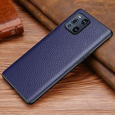 Funda Lujo Cuero Carcasa DL1 para Oppo Find X3 Pro 5G Azul