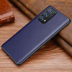 Funda Lujo Cuero Carcasa DL1 para Oppo Reno6 Pro 5G Azul