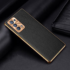 Funda Lujo Cuero Carcasa DL2 para Oppo Reno6 Pro 5G Negro