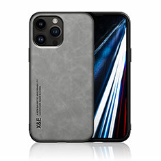 Funda Lujo Cuero Carcasa DY1 para Apple iPhone 14 Pro Gris