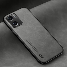 Funda Lujo Cuero Carcasa DY1 para Oppo A77s Gris