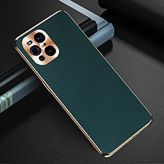 Funda Lujo Cuero Carcasa GS1 para Oppo Find X3 Pro 5G Verde