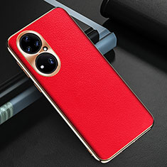 Funda Lujo Cuero Carcasa GS3 para Huawei P50 Pro Rojo