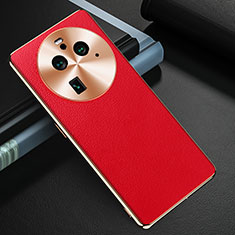 Funda Lujo Cuero Carcasa GS3 para Oppo Find X6 Pro 5G Rojo