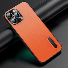 Funda Lujo Cuero Carcasa JB3 para Apple iPhone 14 Pro Max Naranja