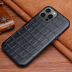 Funda Lujo Cuero Carcasa L01 para Apple iPhone 13 Pro Max Negro