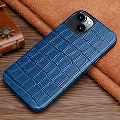Funda Lujo Cuero Carcasa L01 para Apple iPhone 14 Plus Azul