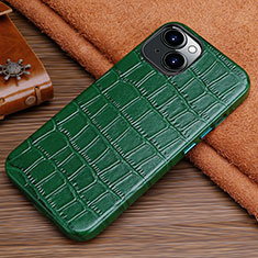 Funda Lujo Cuero Carcasa L01 para Apple iPhone 14 Verde
