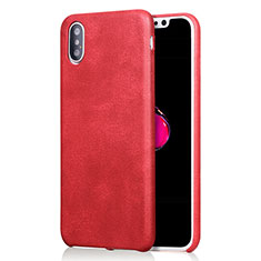 Funda Lujo Cuero Carcasa L01 para Apple iPhone X Rojo
