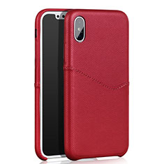 Funda Lujo Cuero Carcasa L05 para Apple iPhone X Rojo