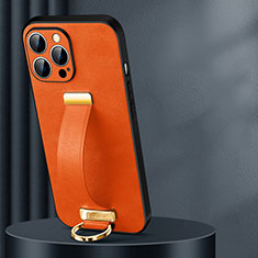 Funda Lujo Cuero Carcasa LD1 para Apple iPhone 14 Pro Max Naranja