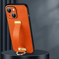 Funda Lujo Cuero Carcasa LD1 para Apple iPhone 15 Naranja