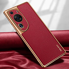 Funda Lujo Cuero Carcasa LD1 para Huawei P60 Art Rojo