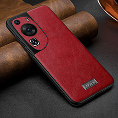 Funda Lujo Cuero Carcasa LD2 para Huawei P60 Art Rojo