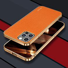 Funda Lujo Cuero Carcasa LD3 para Apple iPhone 14 Pro Naranja