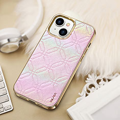 Funda Lujo Cuero Carcasa LD4 para Apple iPhone 14 Rosa