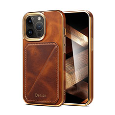 Funda Lujo Cuero Carcasa MT2 para Apple iPhone 14 Pro Marron