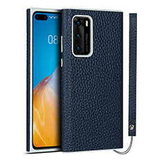 Funda Lujo Cuero Carcasa N01 para Huawei P40 Azul