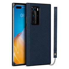 Funda Lujo Cuero Carcasa N02 para Huawei P40 Pro Azul