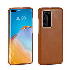 Funda Lujo Cuero Carcasa N04 para Huawei P40 Pro Marron