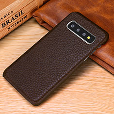 Funda Lujo Cuero Carcasa P01 para Samsung Galaxy S10 5G Marron