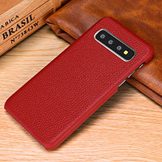Funda Lujo Cuero Carcasa P01 para Samsung Galaxy S10 5G Rojo