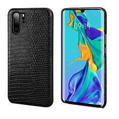 Funda Lujo Cuero Carcasa P02 para Huawei P30 Pro Negro