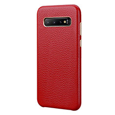Funda Lujo Cuero Carcasa P03 para Samsung Galaxy S10 Plus Rojo