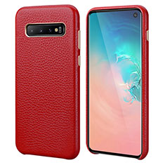Funda Lujo Cuero Carcasa P03 para Samsung Galaxy S10 Rojo