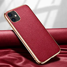 Funda Lujo Cuero Carcasa para Apple iPhone 12 Rojo