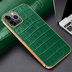 Funda Lujo Cuero Carcasa para Apple iPhone 13 Pro Verde