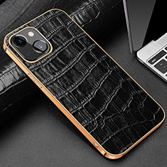 Funda Lujo Cuero Carcasa para Apple iPhone 14 Negro