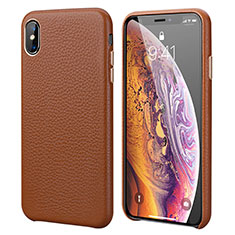 Funda Lujo Cuero Carcasa para Apple iPhone XR Marron