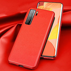 Funda Lujo Cuero Carcasa para Huawei Nova 7 SE 5G Rojo
