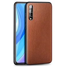 Funda Lujo Cuero Carcasa para Huawei Y8p Marron