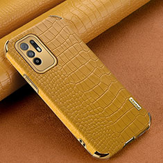 Funda Lujo Cuero Carcasa para Oppo A94 5G Amarillo