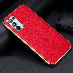 Funda Lujo Cuero Carcasa para Oppo Reno5 5G Rojo