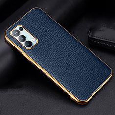 Funda Lujo Cuero Carcasa para Oppo Reno5 Pro 5G Azul