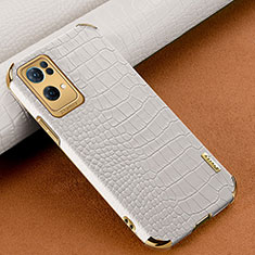 Funda Lujo Cuero Carcasa para Oppo Reno7 Pro 5G Blanco