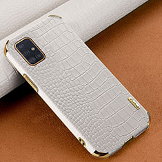 Funda Lujo Cuero Carcasa para Samsung Galaxy A51 4G Blanco