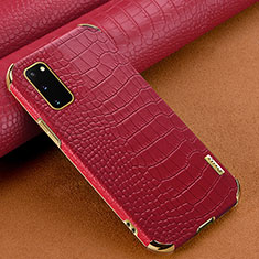 Funda Lujo Cuero Carcasa para Samsung Galaxy S20 Rojo