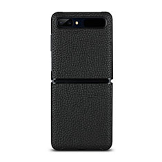 Funda Lujo Cuero Carcasa para Samsung Galaxy Z Flip 5G Negro