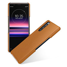 Funda Lujo Cuero Carcasa para Sony Xperia 5 Marron