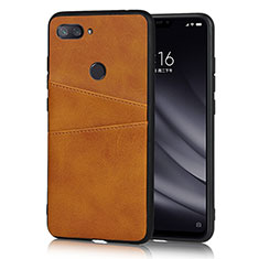 Funda Lujo Cuero Carcasa para Xiaomi Mi 8 Lite Naranja