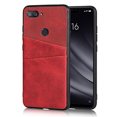 Funda Lujo Cuero Carcasa para Xiaomi Mi 8 Lite Rojo