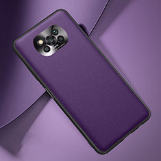 Funda Lujo Cuero Carcasa para Xiaomi Poco X3 Morado